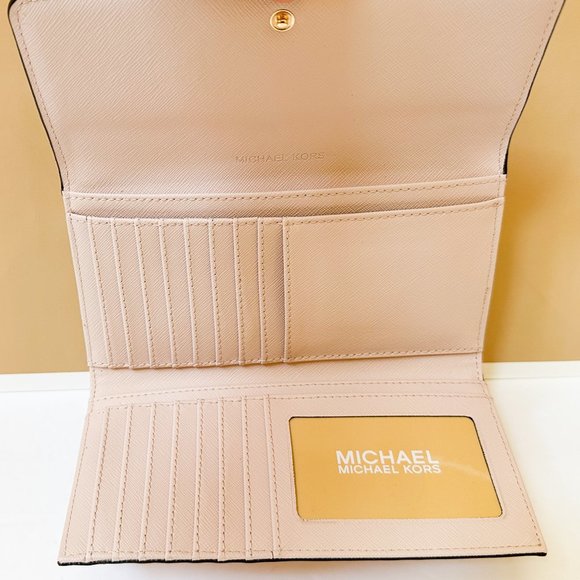 Michael Kors Jet Set Travel Large Trifold Wallet Pink Powder Blush - Picture 3 of 8